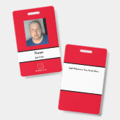 Red Employee ID Abzeichen Ausweis (Vorder- & Rückseite)