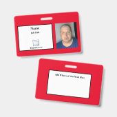 Red Employee ID Abzeichen Ausweis (Vorder- & Rückseite)