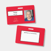Red Employee ID Abzeichen Ausweis (Vorder- & Rückseite)