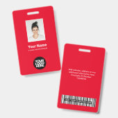 Red Employee insgesamt, Bar code, Logo, Name Ausweis (Vorder- & Rückseite)