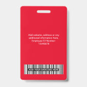 Red Employee insgesamt, Bar code, Logo, Name Ausweis (Rückseite)