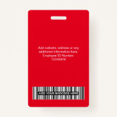 Red Employee insgesamt, Bar code, Logo, Name Ausweis (Rückseite)