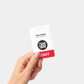 Red Employee Name Business Logo Qr Code Ausweis (Handheld)
