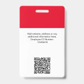 Red Employee Name Business Logo Qr Code Ausweis (Back)