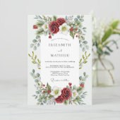 Red Enchanting Winter Wedding Einladung (Stehend Vorderseite)