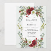 Red Enchanting Winter Wedding Einladung (Vorne/Hinten)