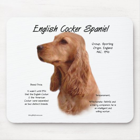 Red English Cocker Spanische Geschichte Mousepad (Vorne)