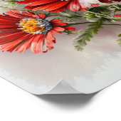 Red English Daisy Blume Art Print Poster (Ecke)