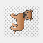 Red English Staffie Niedlich Cartoon Dog & Paws Fleecedecke (Vorderseite (Horizontal))