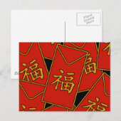 Red Envelope Motif Postkarte (Vorne/Hinten)