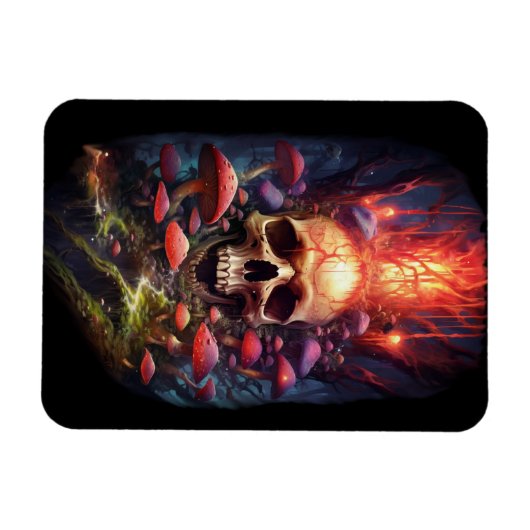 Red Ether Mushroom Skull Magnet (Horizontal)