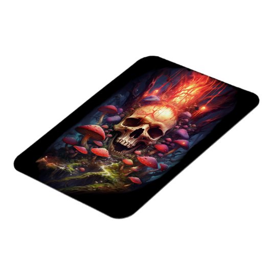 Red Ether Mushroom Skull Magnet (Linke Seite)