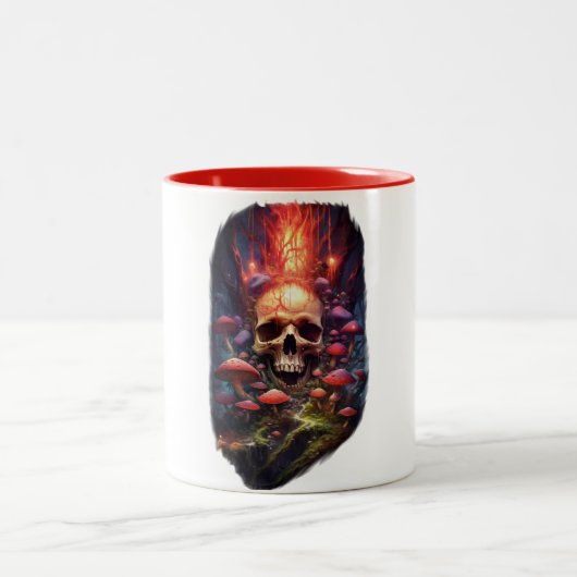 Red Ether Mushroom Skull Tasse (Mittel)
