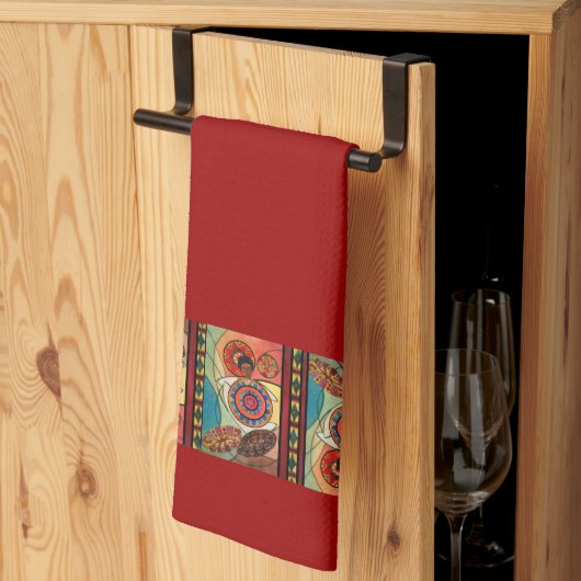 Red Ethiopian Traditonal Art Kitchtuch Geschirrtuch (Drittel gefaltet)