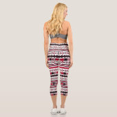 Red Ethnic Aztec Capri Leggings (Rückseite)