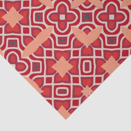 Red Ethnic Bohemisch Arabesque Geometric Pattern Seidenpapier (Ausschnitt)