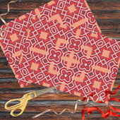 Red Ethnic Bohemisch Arabesque Geometric Pattern Seidenpapier