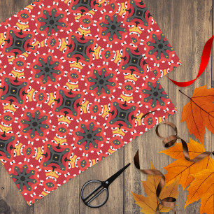 Red Ethnic Boho Oriental Arabesque Mosaic Pattern Seidenpapier