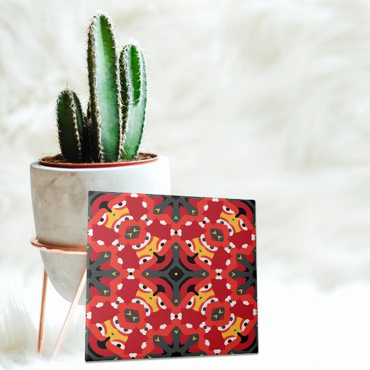 Red Ethnic Boho Oriental Arabesque Mosaik Muster Fliese