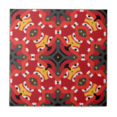 Red Ethnic Boho Oriental Arabesque Mosaik Muster Fliese (Vorderseite)
