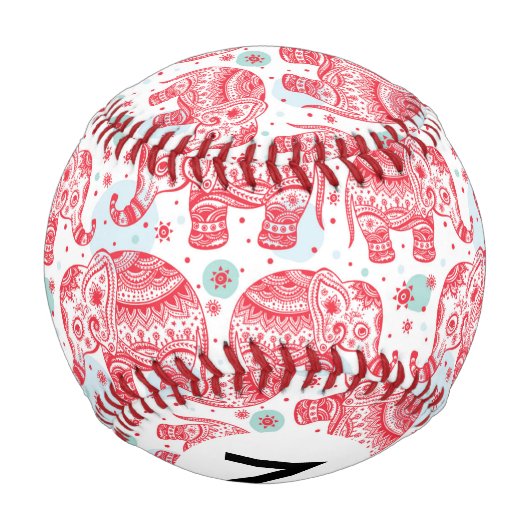 Red Ethnic Elephant Muster Baseball (Rückseite)