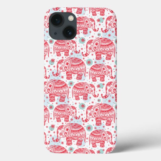 Red Ethnic Elephant Pattern Case-Mate iPhone Hülle (Rückseite)