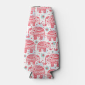 Red Ethnic Elephant Pattern Flaschenkühler (Vorderseite)