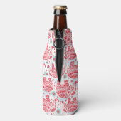 Red Ethnic Elephant Pattern Flaschenkühler (Flasche Rückseite)