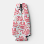Red Ethnic Elephant Pattern Flaschenkühler (Rückseite)
