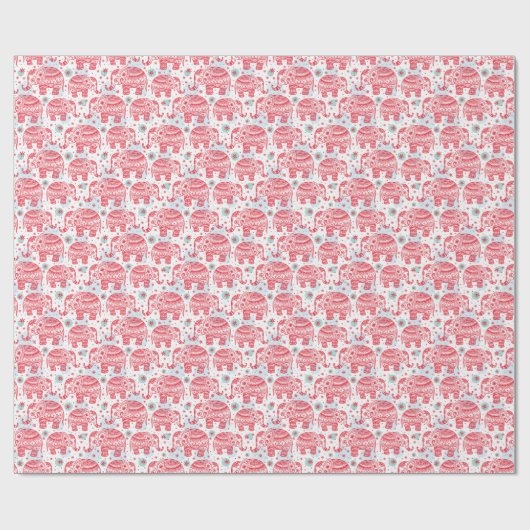 Red Ethnic Elephant Pattern Geschenkpapier (Flach)