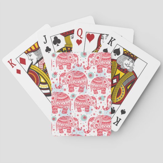 Red Ethnic Elephant Pattern Spielkarten (Rückseite)