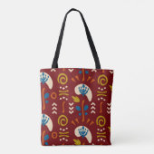 Red Ethnic Summer Boho Floral Pattern Tasche (Rückseite)