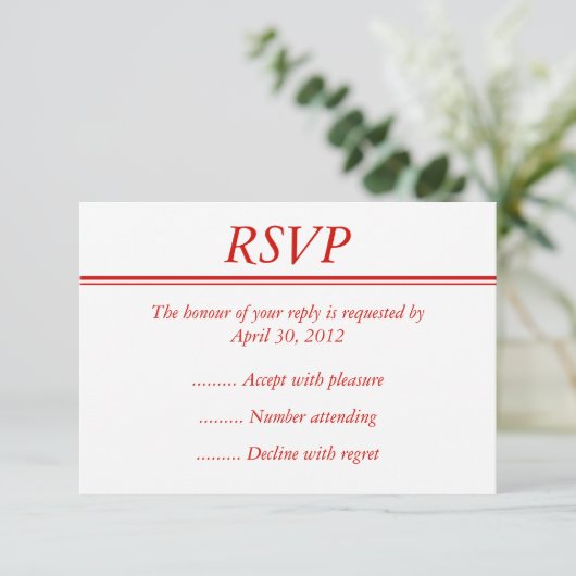 Red Event UAWG, Reply oder Response Card RSVP Karte (Stehend Vorderseite)