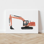 Red Excavator Construction Vehicle Canvas Print Leinwanddruck
