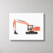 Red Excavator Construction Vehicle Canvas Print Leinwanddruck (Vorderseite)