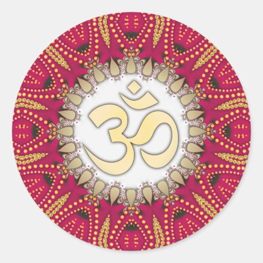 Red Exotic Bohemisch Om Spirituelle Art Sticker (Vorderseite)