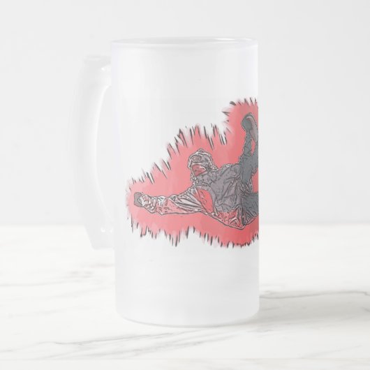 Red Explosion Snowboarder mattierte Bier-Tasse Mattglas Bierglas (Vorderseite Links)