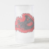 Red Explosion Snowboarder mattierte Bier-Tasse