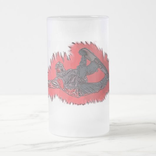 Red Explosion Snowboarder mattierte Bier-Tasse Mattglas Bierglas (Mittel)