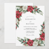 Red Exquisite Winter Wedding Einladung (Vorne/Hinten)