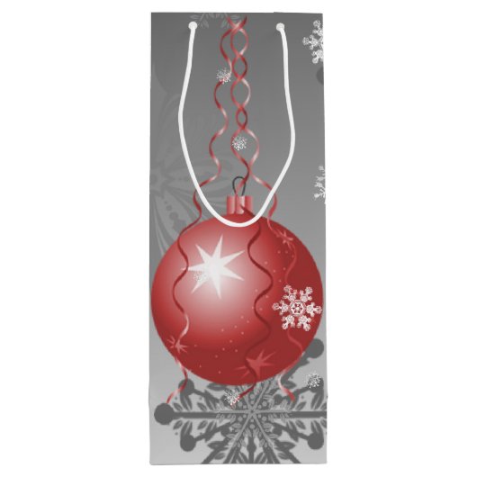 Red Extravagant Christmas Ornament Geschenktasche Geschenktüte Für Weinflaschen (Rückseite)