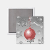 Red Extravagant Christmas Ornament Magnet (Vorderseite/Rückseite)