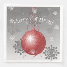 Red Extravagant Christmas Ornament Paper Napkin