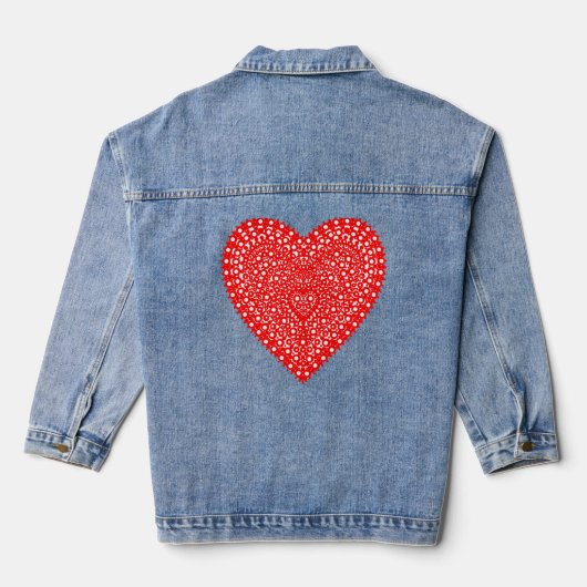 Red Extravagant Heart Design Jeansjacke (Rückseite)