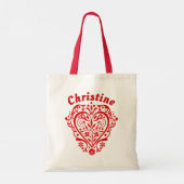 Red Extravagant Heart Personalisiert Budget Tragetasche (Rückseite)