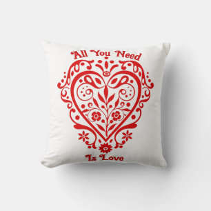 Red Extravagant Heart Personalisiert Design 16in Kissen