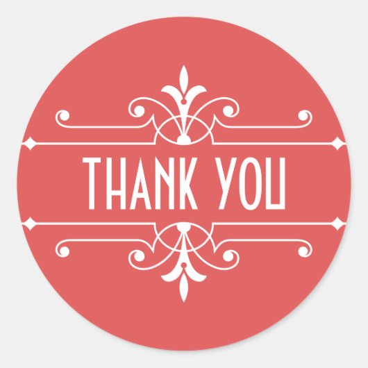 Red Extravagant Ornamental Danke Stickers (Vorderseite)