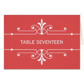 Red Extravagant Ornamental Tischnummer Card (Vorderseite (Horizontal))