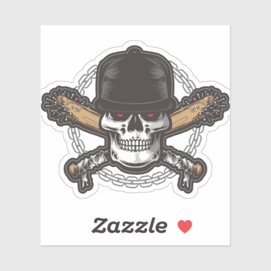 Red Eye Pirate Skull Aufkleber (Blatt)