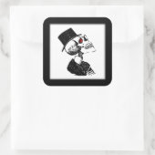 Red Eye Skeleton Quadratischer Aufkleber (Tasche)
